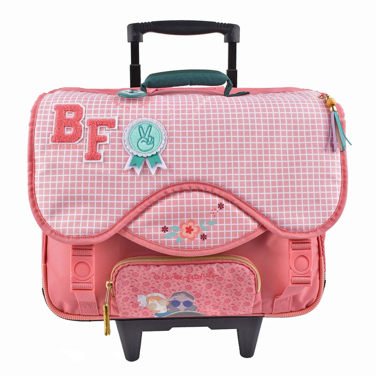 AUCHAN Cartable roulettes rose MY BESTIE avec leds pas cher