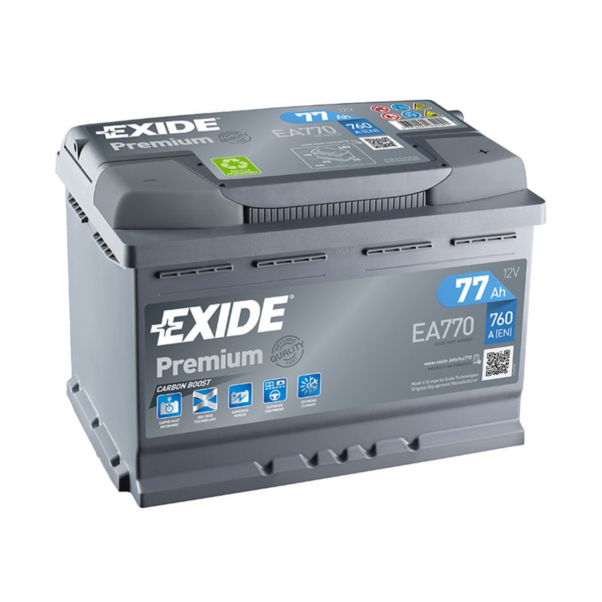 EXIDE Batterie Exide Premium EA770 12v 77AH 760A FA770 pas cher 