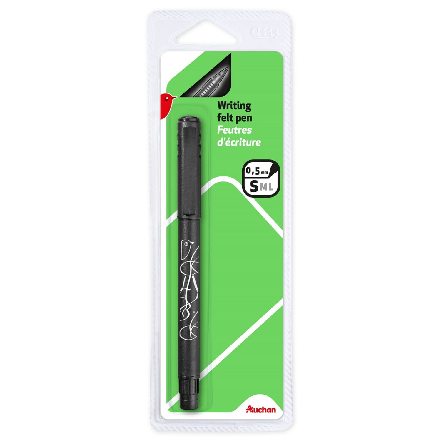 Stylo à encre alimentaire pointe fine & épaisse - noir