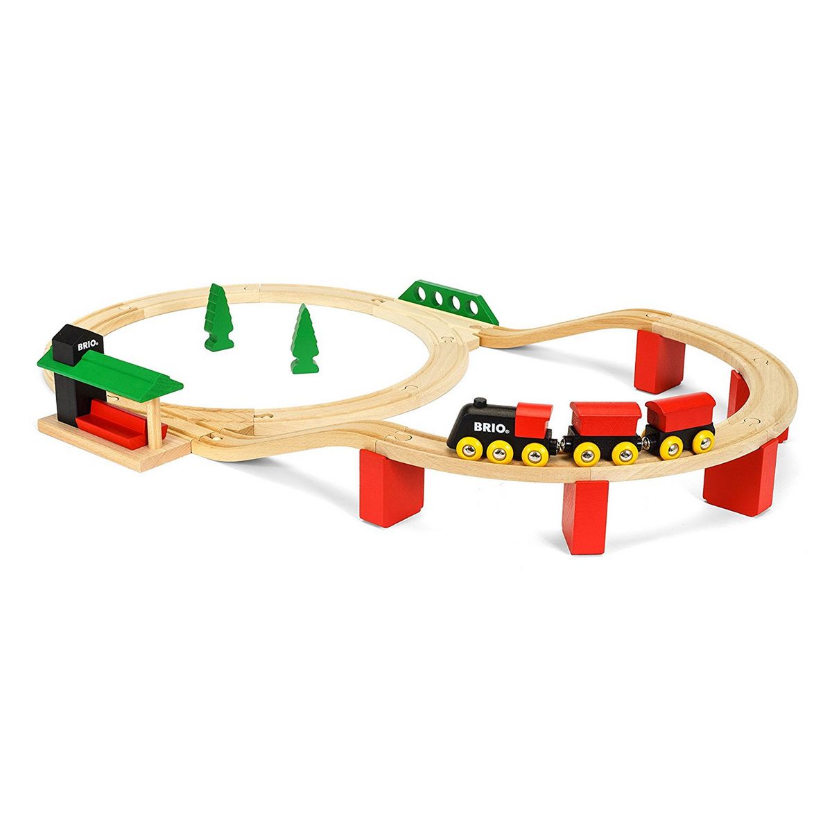 One Two Fun Train circuit avec accessoires - 90 pièces - en bois pas cher 