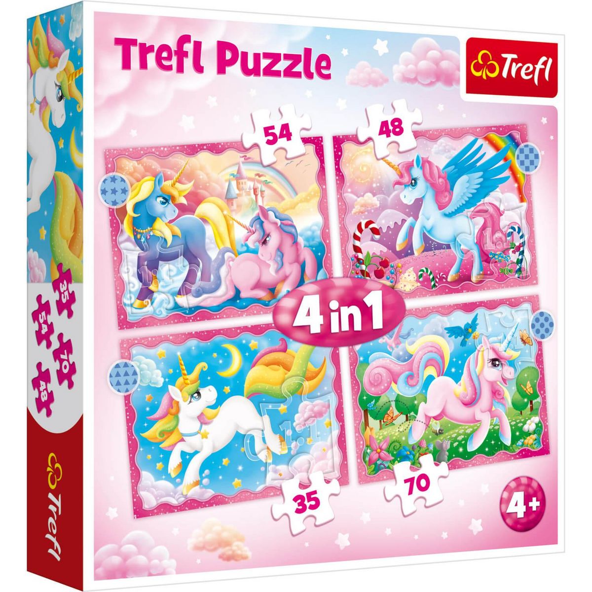 Trefl Puzzles de 35 à 70 pièces : 4 puzzles :  Licornes et magie