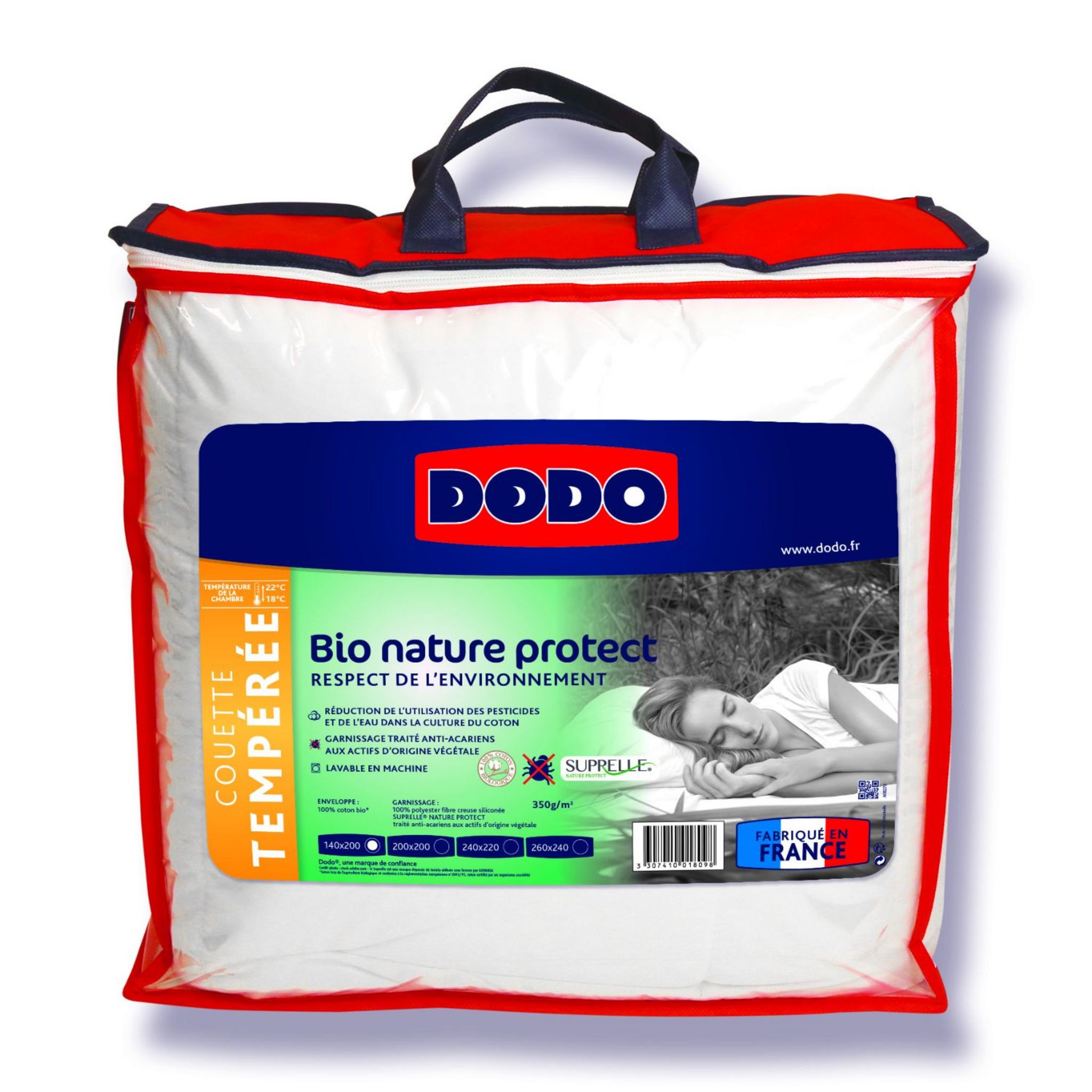 DODO Couette tempérée 300 g/m² en microfibre PLANETE PROTECT pas cher 