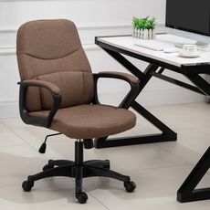 Vinsetto Chaise de bureau fauteuil bureau massant pivotant hauteur réglable tissu lin marron