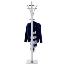 IDIMEX Porte-manteaux DENIS portant à vêtements sur pied avec 8 crochets, métal laqué blanc