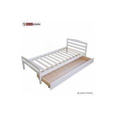 HomeStyle4U Lit Simple Blanc 90x200 avec pied de lit et tiroir