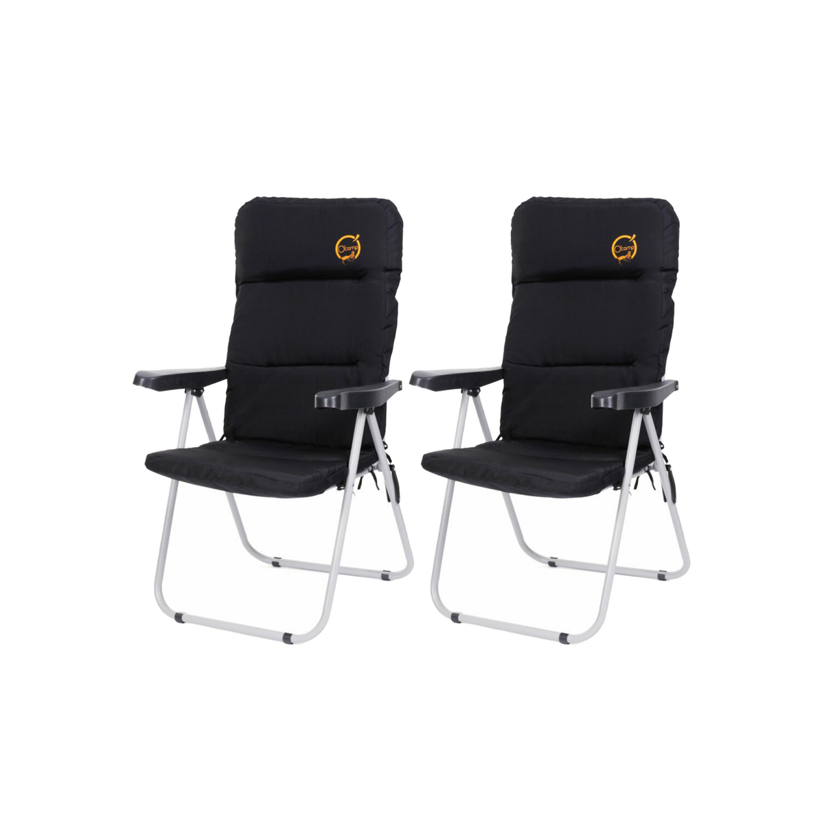 O'Camp Lot de 2 fauteuils de camping confort pliables - O'Camp - Multipositions - 70 x 62 x 105 cm