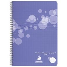 AUCHAN Cahier polypro 24x32cm 100 pages grands carreaux Seyes à spirale violet motif ronds