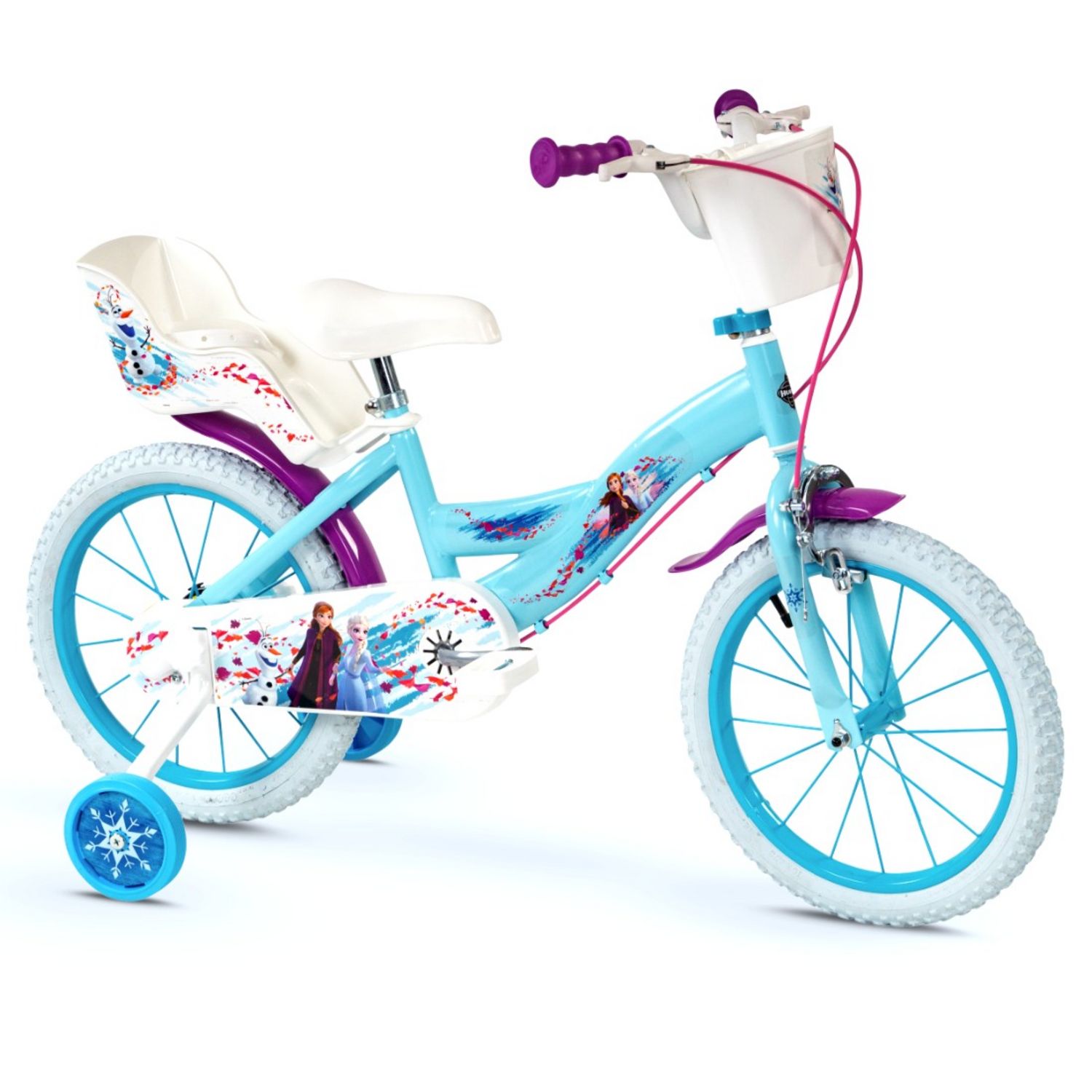 Velo 16 pouces La Reine des Neiges 5 7 ans Stabilisateur Violet