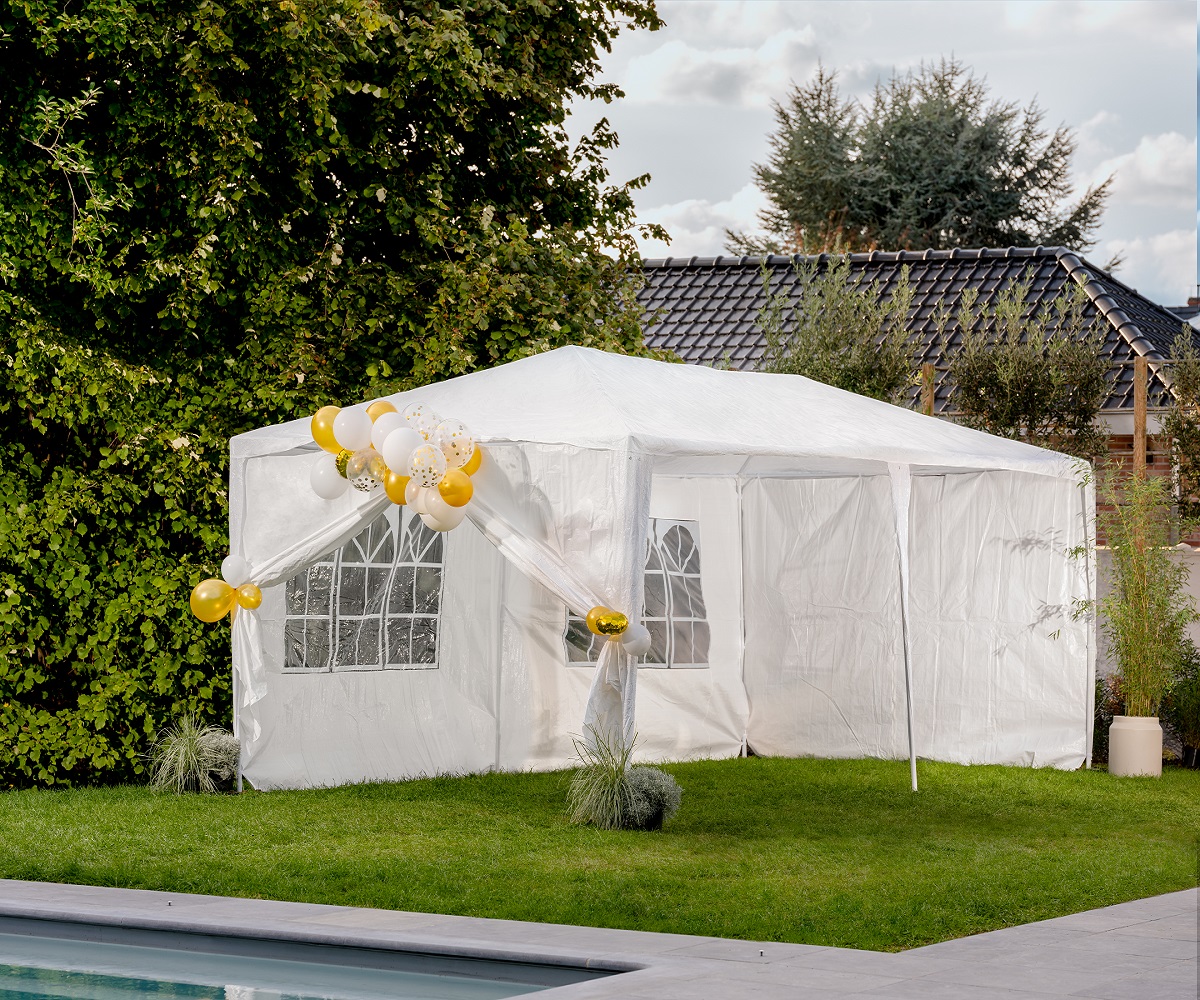GARDENSTAR Tente de réception jardin - Acier - 6x3x2.55m - Blanc