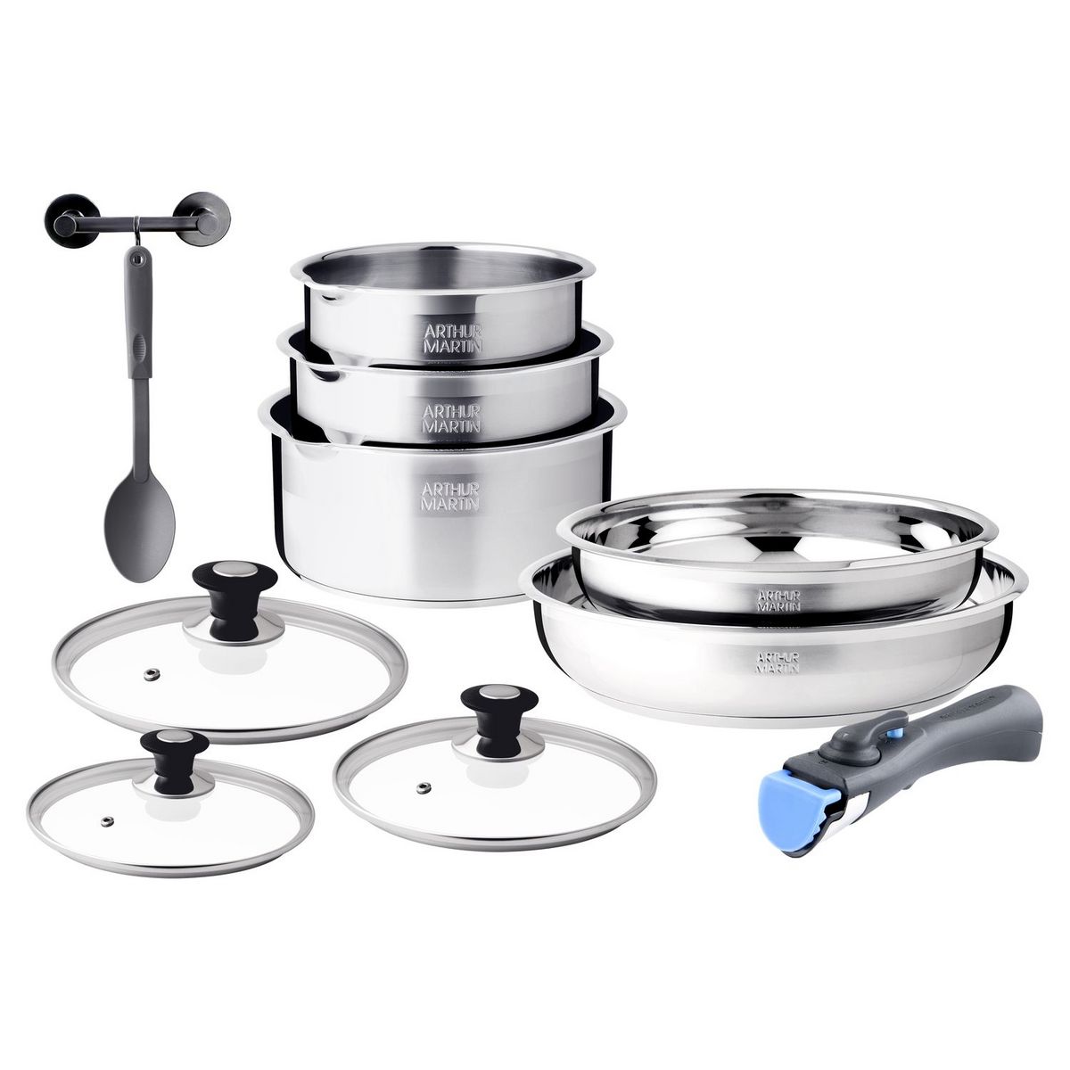 AM8411 : Batterie de Cuisine Inox 10 Pièces Arthur Martin Tous Feux dont  Induction et Four