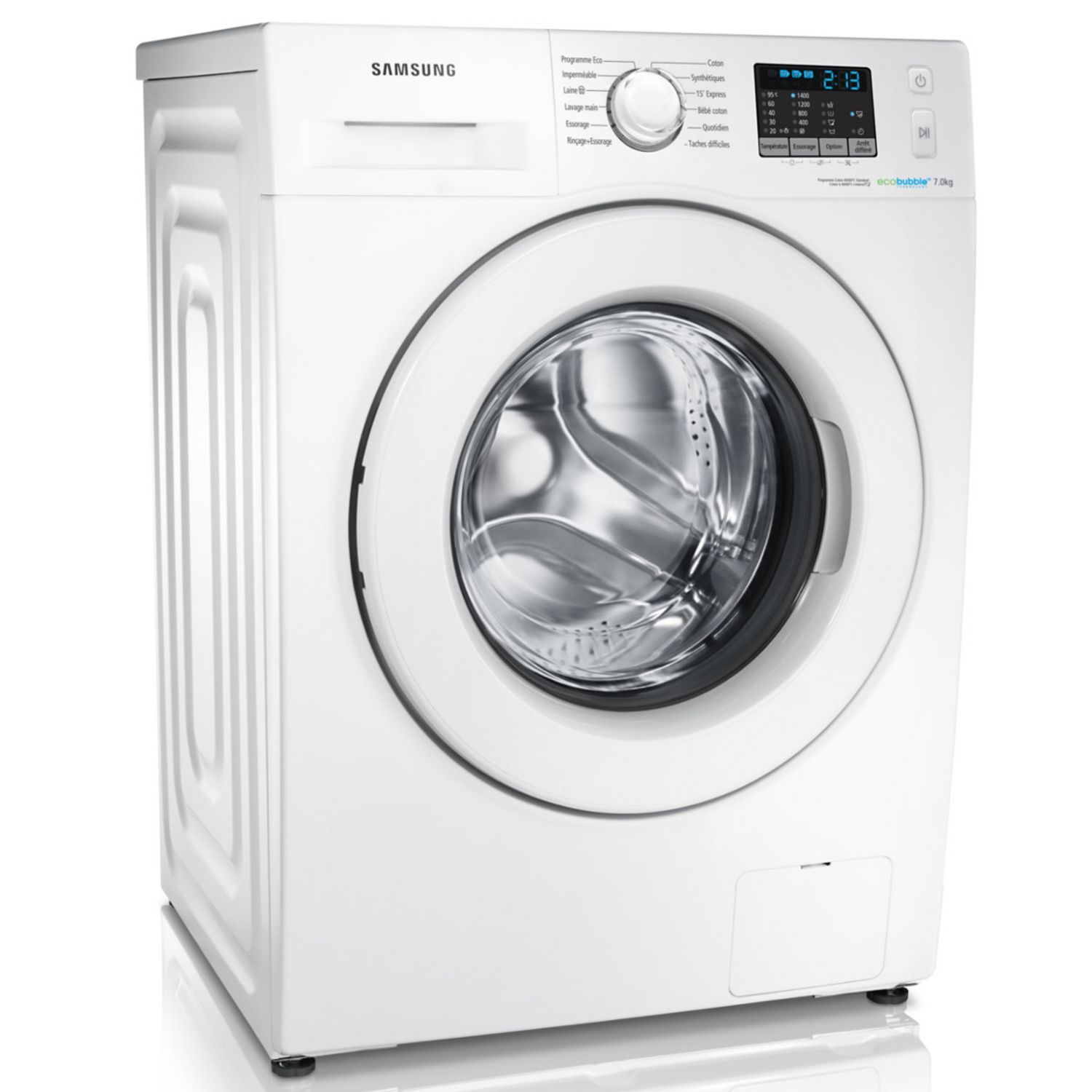 Lave linge hublot Samsung WF70F5E5W4X pas cher Eco Bubble Silver prix promo  Lave-linge Darty 369.00 €