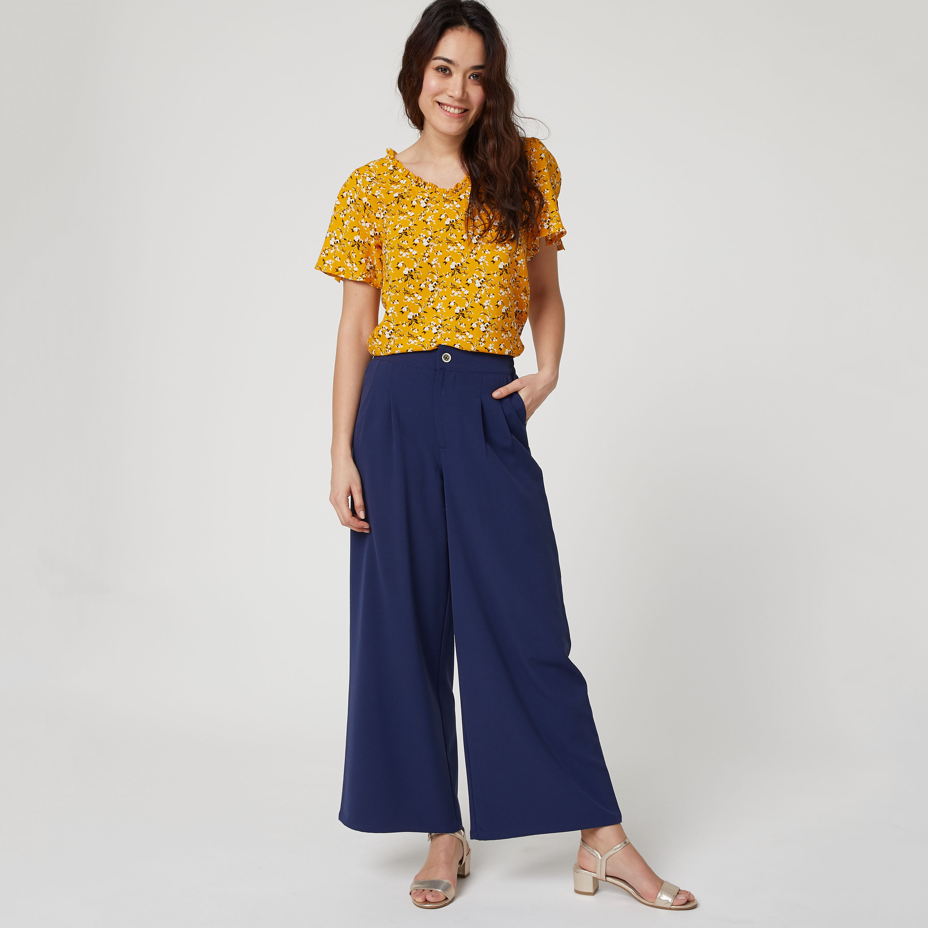 IN EXTENSO Pantalon large fluide femme pas cher Auchan