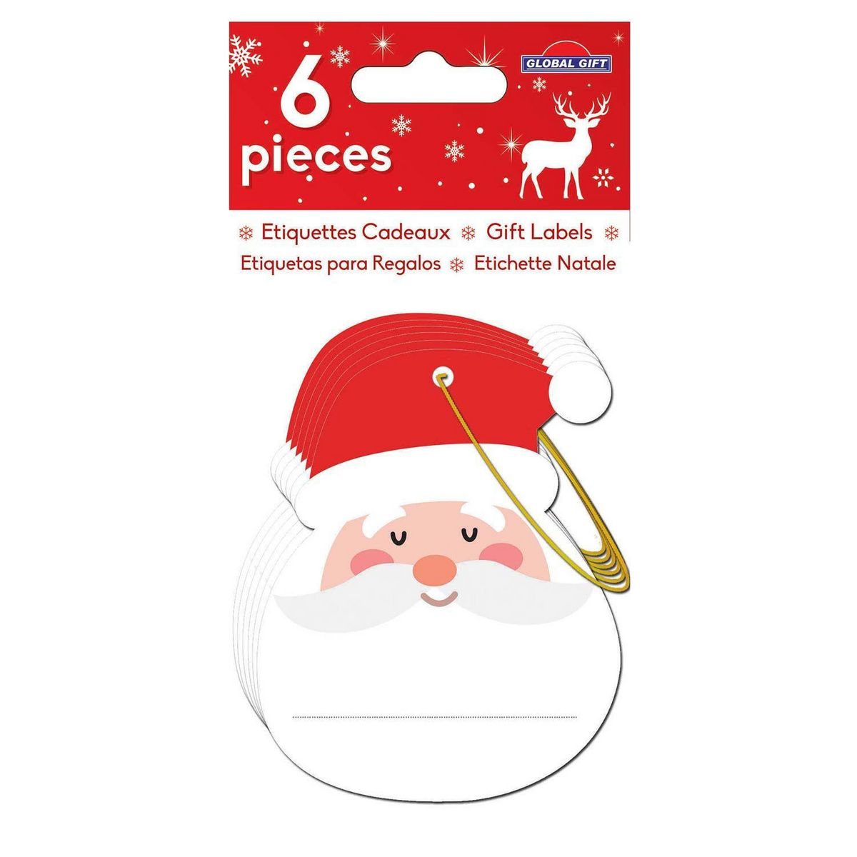 Youdoit 6 étiquettes cadeaux - Père Noël à paillettes