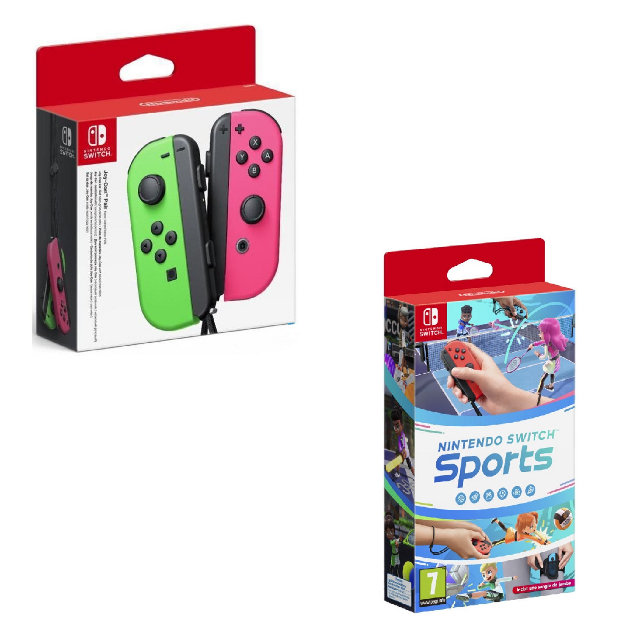 NINTENDO Manette Joy-Con Vert et Rose Nintendo Switch + Nintendo