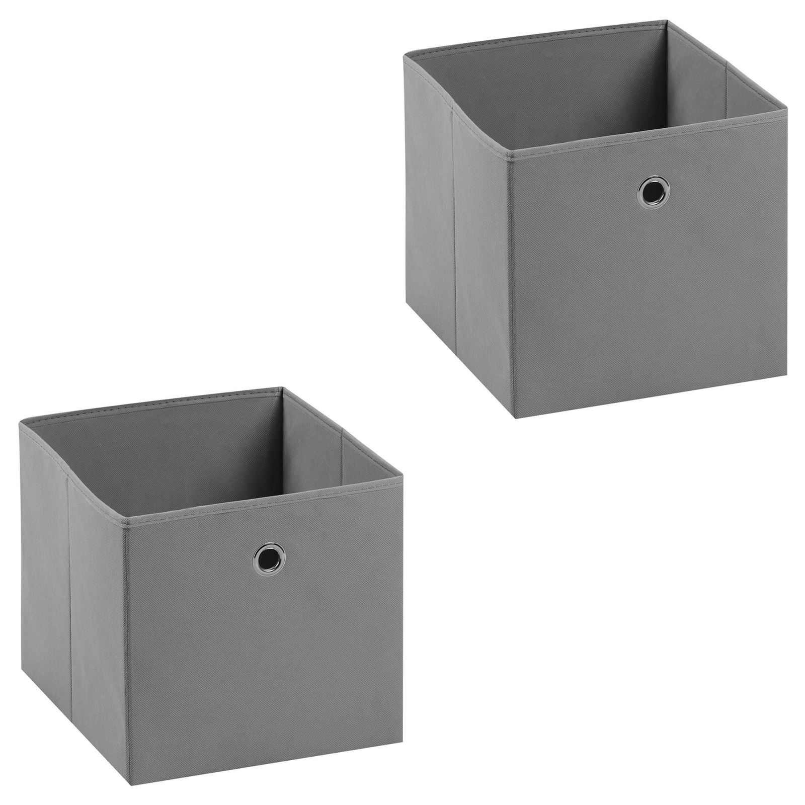 IDIMEX Lot de 2 boites en tissu gris ELA boîte de rangement ouverte avec  poignée dim 27 x 27 x 27 cm, pour linge jouets vêtements pas cher 