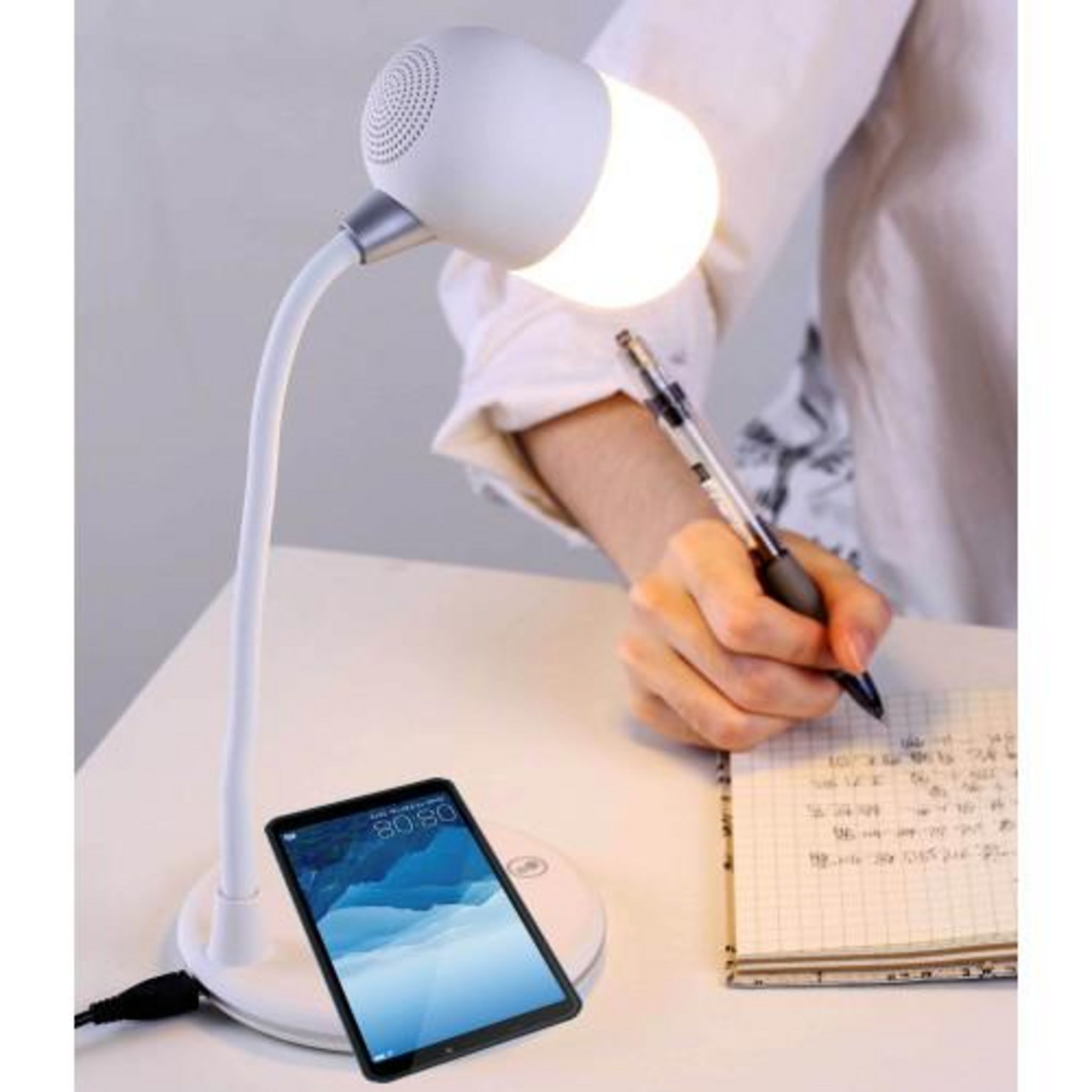 Inovalley Lampe de bureau LED avec station de chargement sans fil