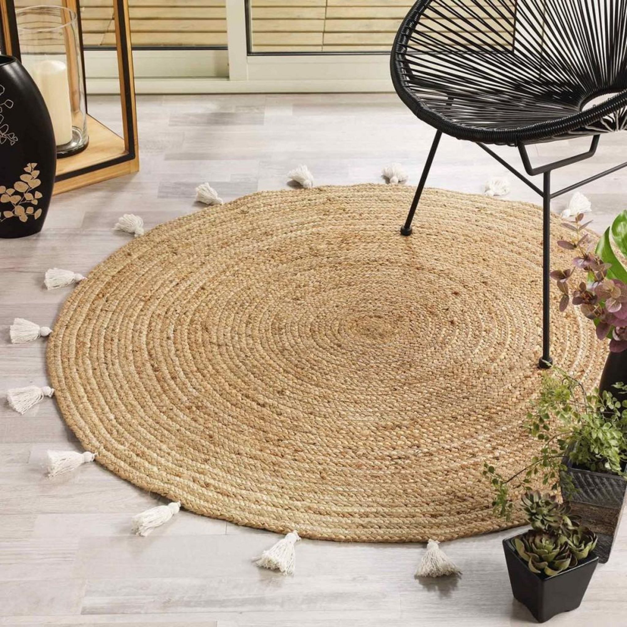 Douceur d'Intérieur Tapis rond 120 cm jute Shira noir