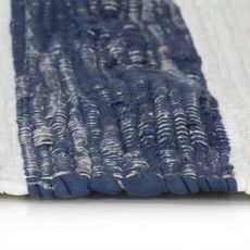 Tapis chindi tisse a la main Coton 120x170 cm Bleu et blanc