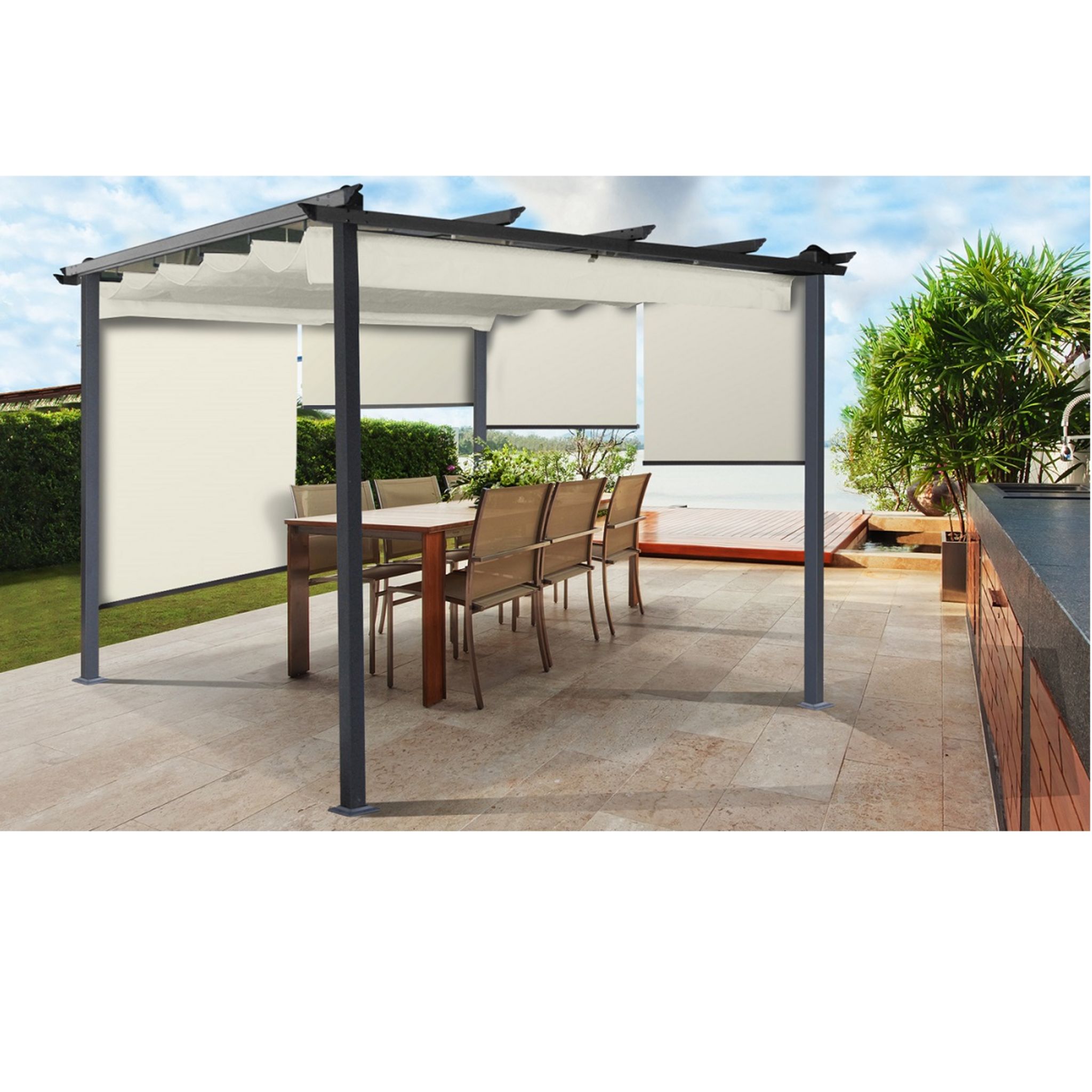 Stores enrouleurs pergola gris pas cher