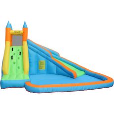 AIRMYFUN Château Aquatique Gonflable pour enfants 4m - Aire de jeux avec Escalade, Tobbogan et Piscine - Aqua Park