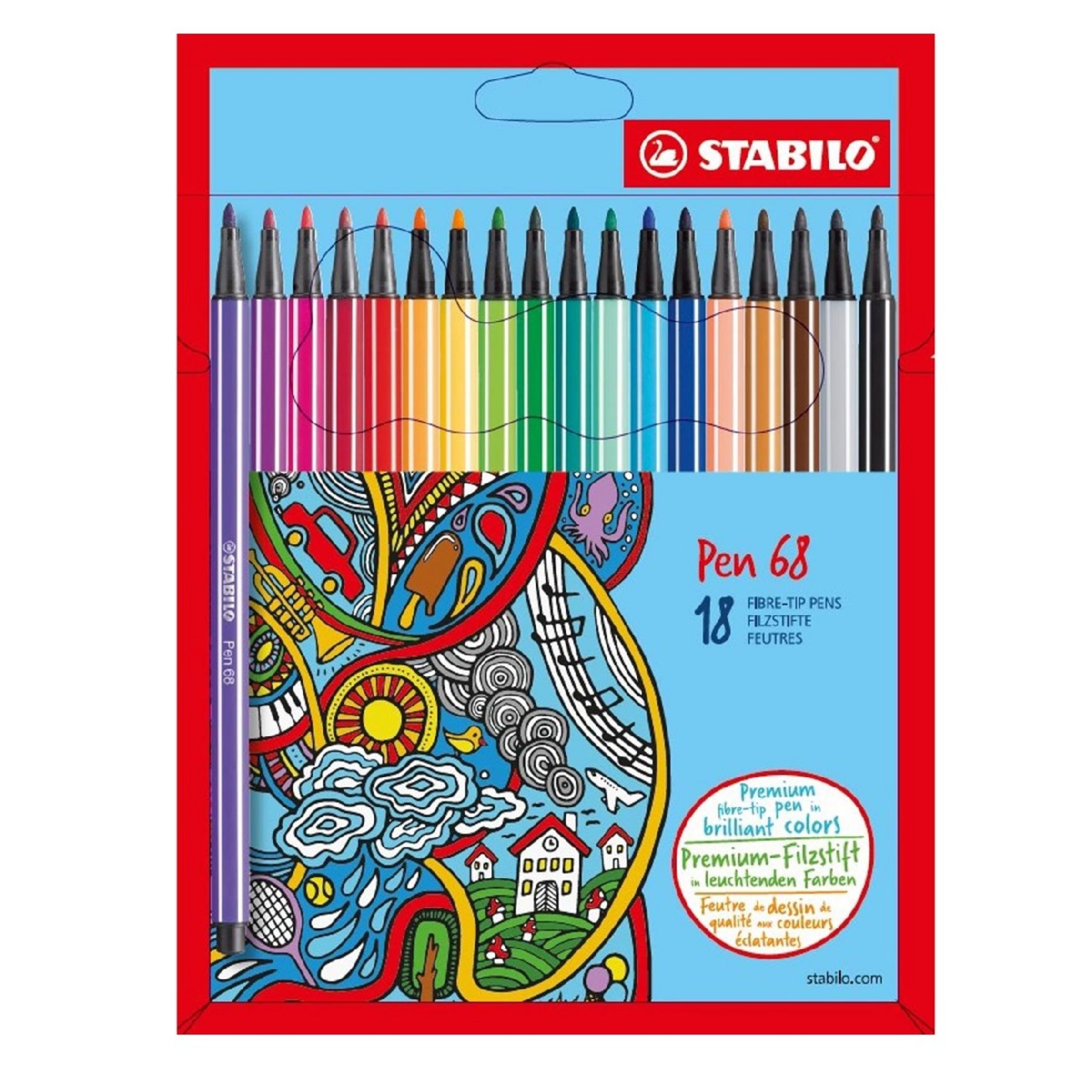 AUCHAN Etui de 12 feutres de coloriage pointe moyenne recyclés pas