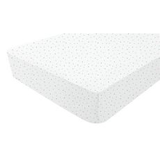 Drap housse blanc imprimé 60 x 120 cm  (Imprimé triangles)