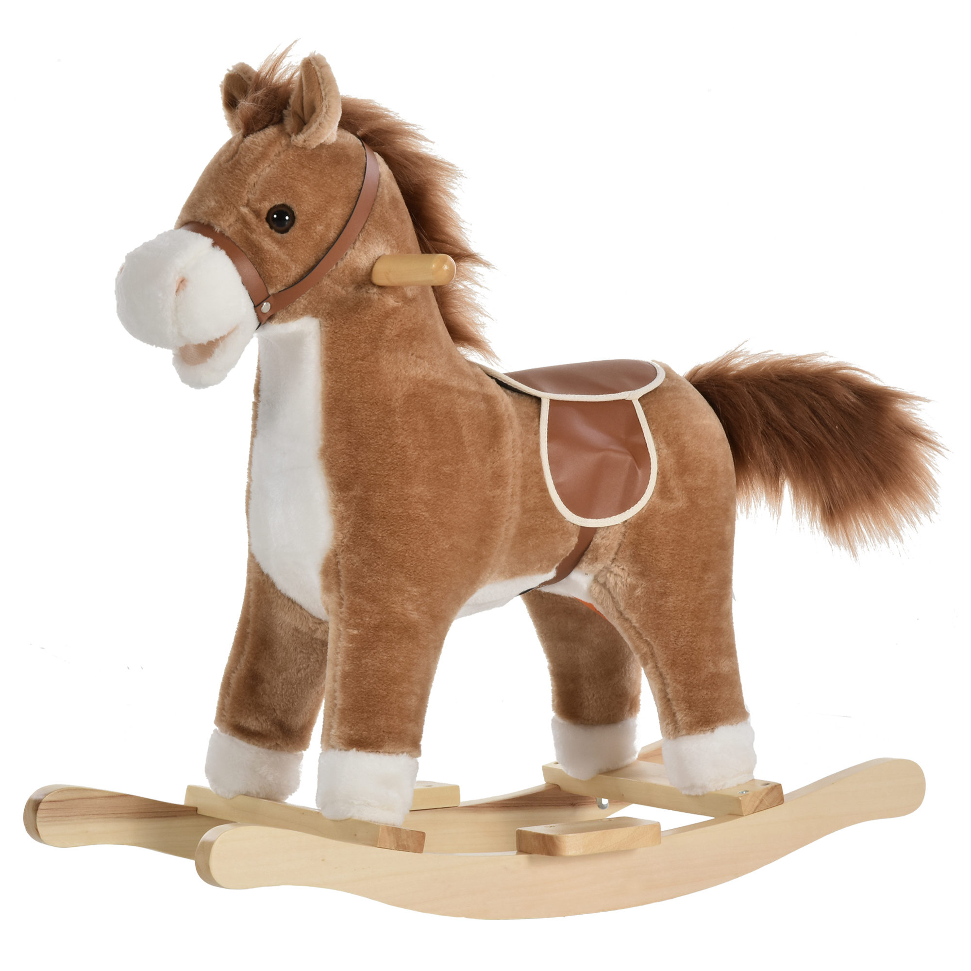 HOMCOM Cheval à bascule selle grand confort peluche courte douce