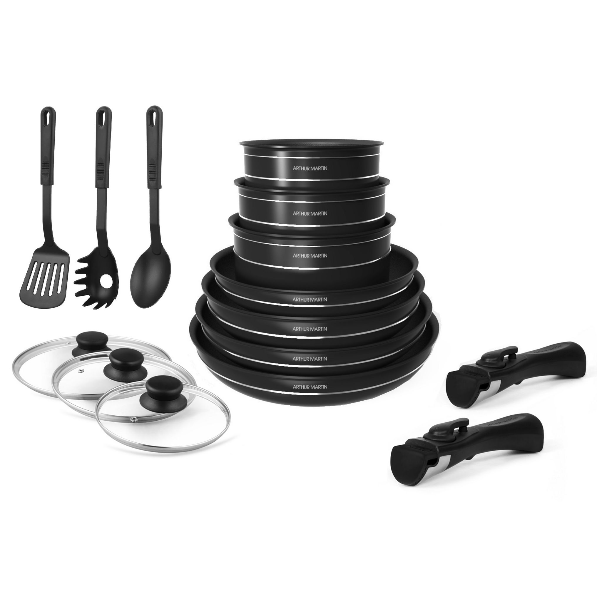 Set de batteries de cuisine en aluminium en aluminium + jeu de tapas en  silicone 12pc