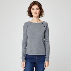 IN EXTENSO Pull gris avec boutons femme (Gris chiné)