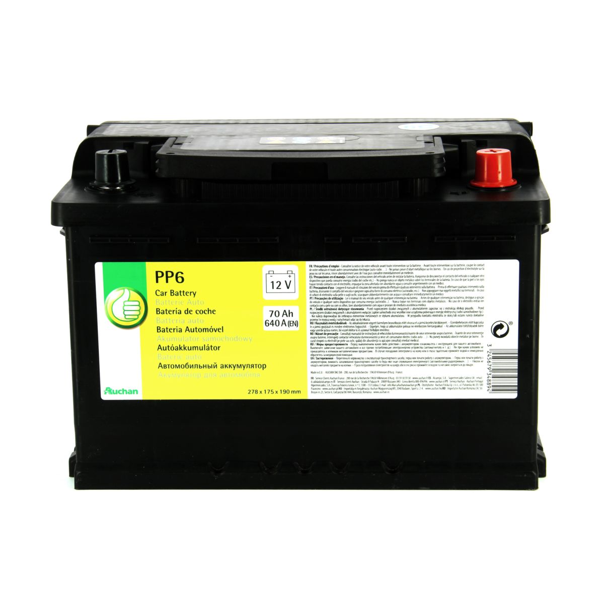 Batterie auto 70Ah - 640A 12 Volts CARREFOUR : la batterie à Prix