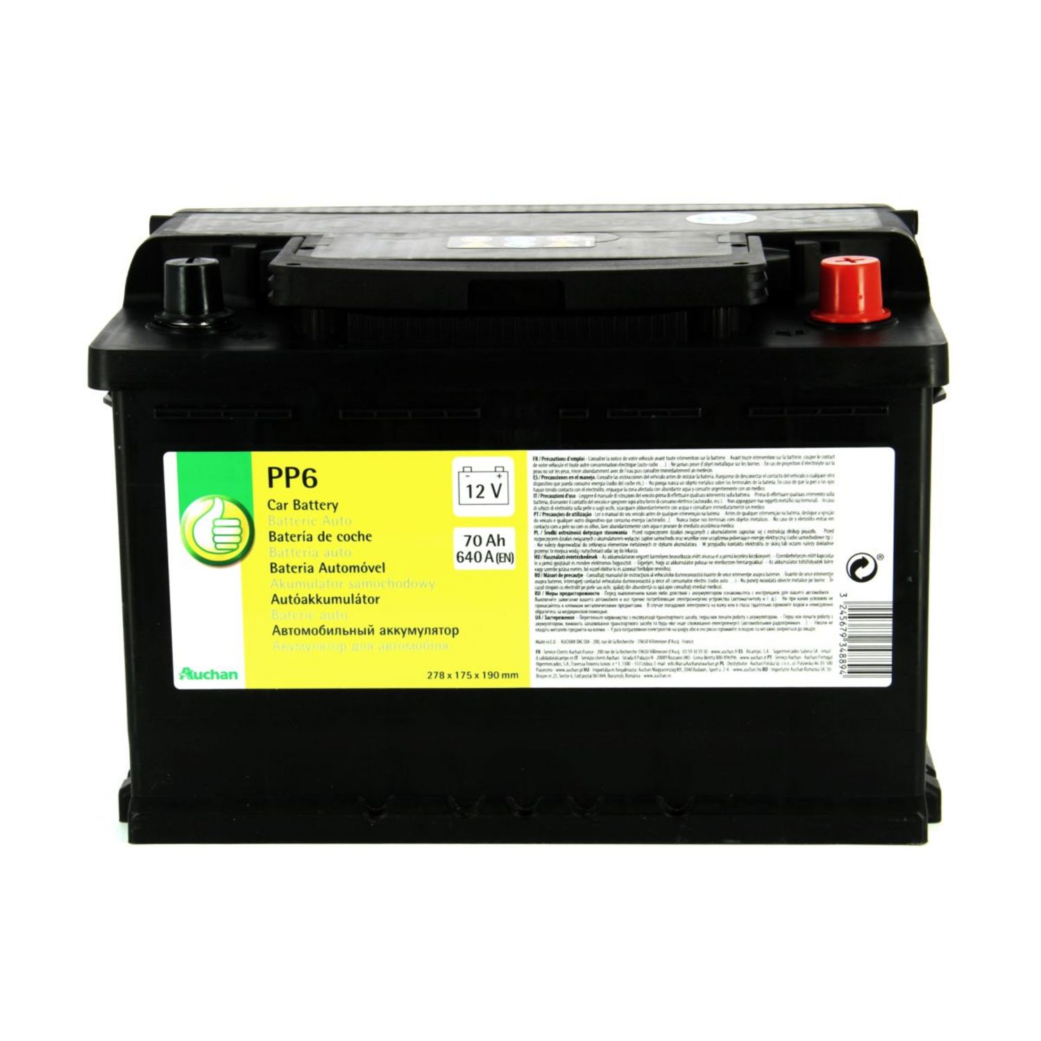 POUCE Batterie pour voiture 640A 70AH pas cher 