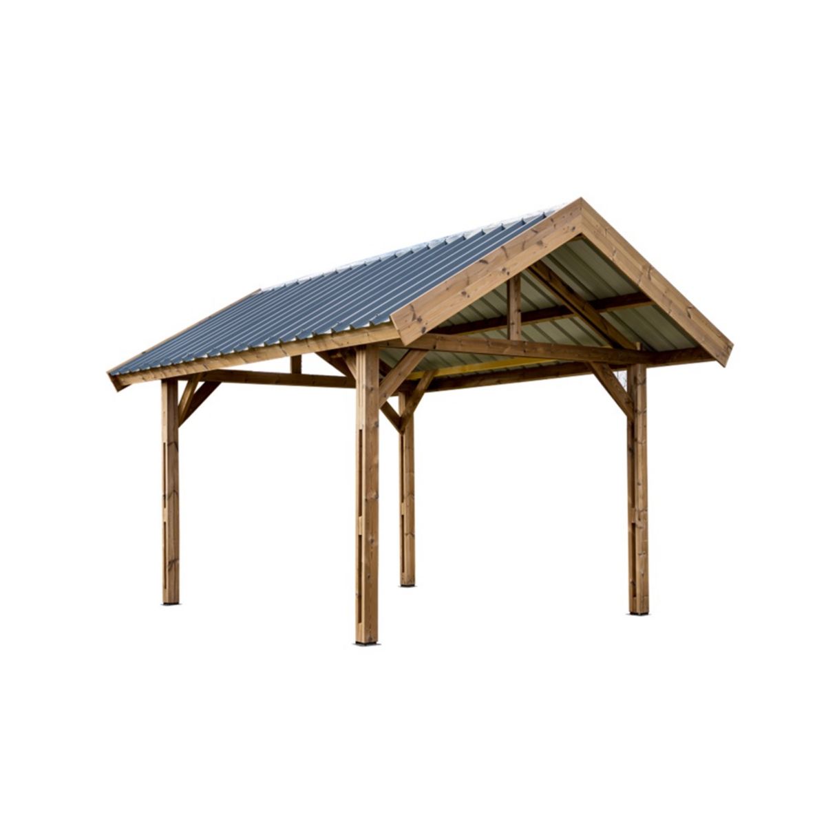 CENTRALE BRICO Auvent THURAC en bois thermo chauffé toit double pente 30° couverture bac acier
