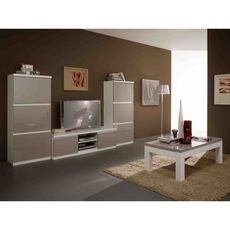 Meuble TV GENOVA L150cm bicolore ( blanc-gris)