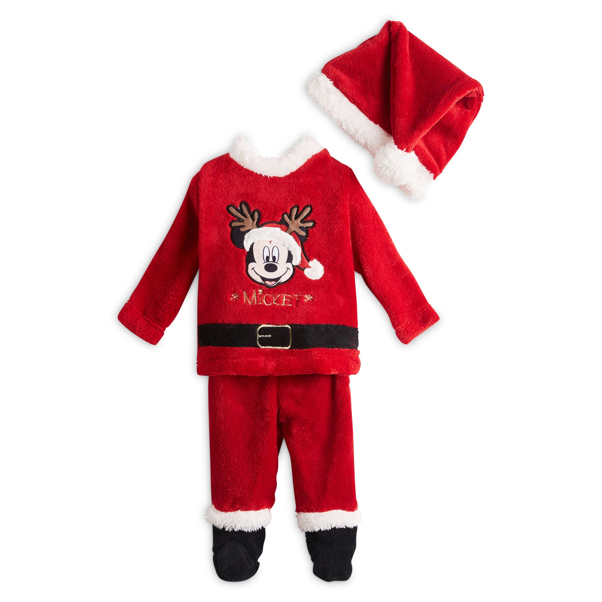 ensemble 2 pieces pyjama bonnet pere noel rouge bebe