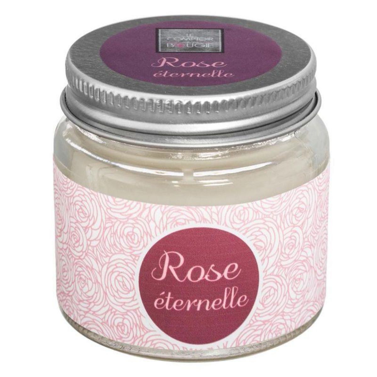 Bougie Parfumée en Verre Bocal 65g Rose Éternelle pas cher à prix Auchan