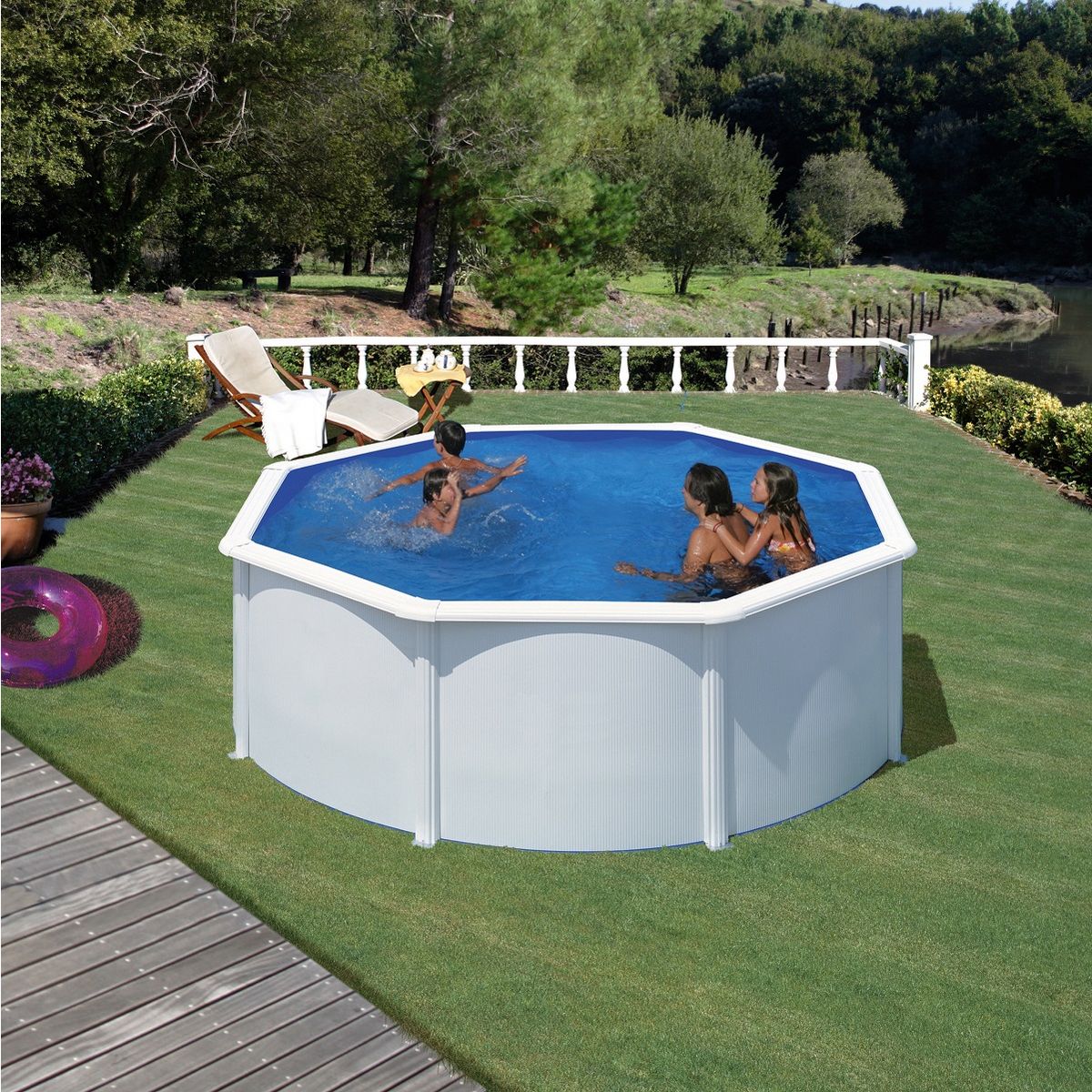 trigano Piscine hors sol acier ronde 4,60 x 1,20m SAPHIR pas cher 