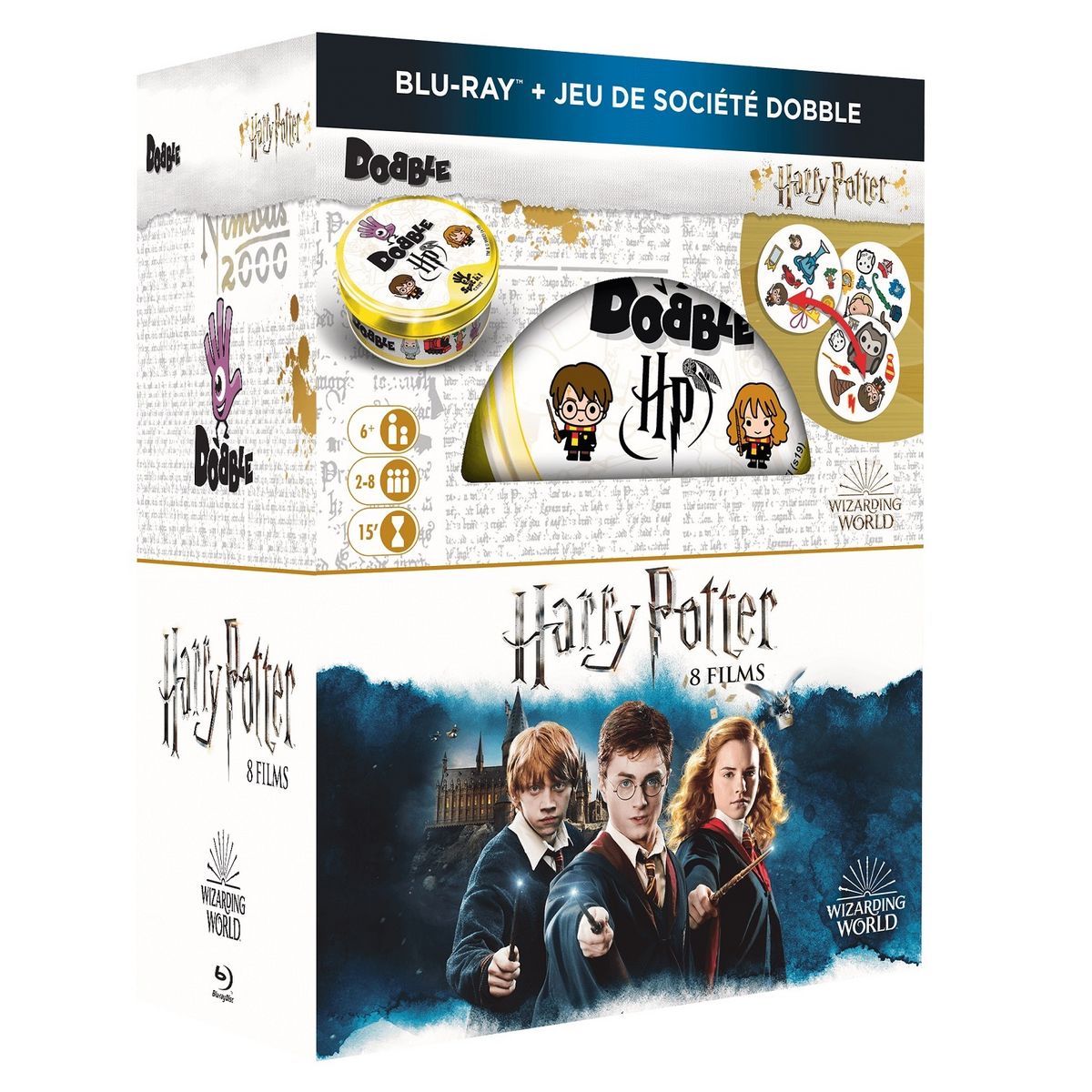 Harry Potter Coffret intégrale Harry Potter BluRay + Jeu de Société Dobble 