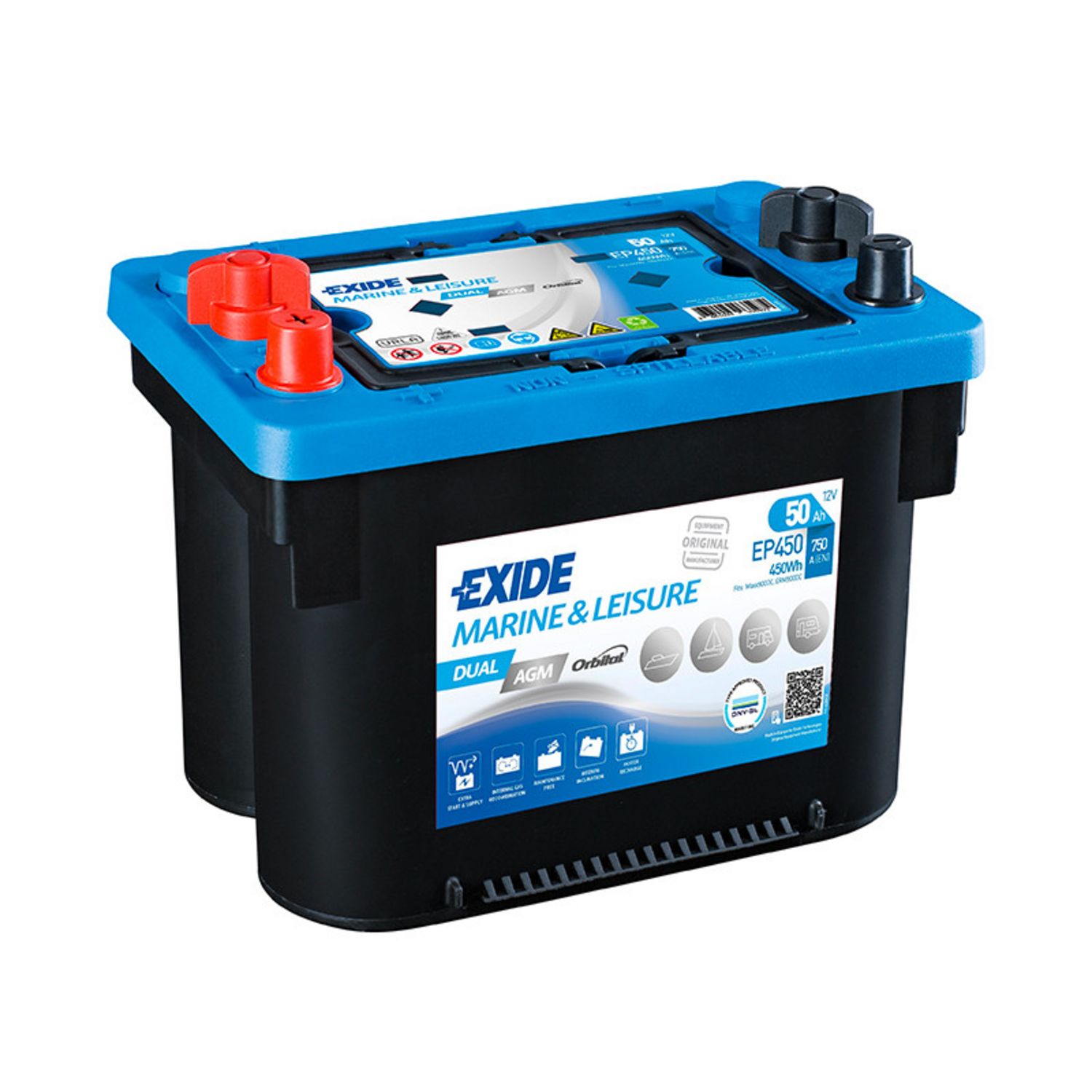 EXIDE Batterie EXIDE Dual AGM EP450 12V 50ah 750A pas cher 