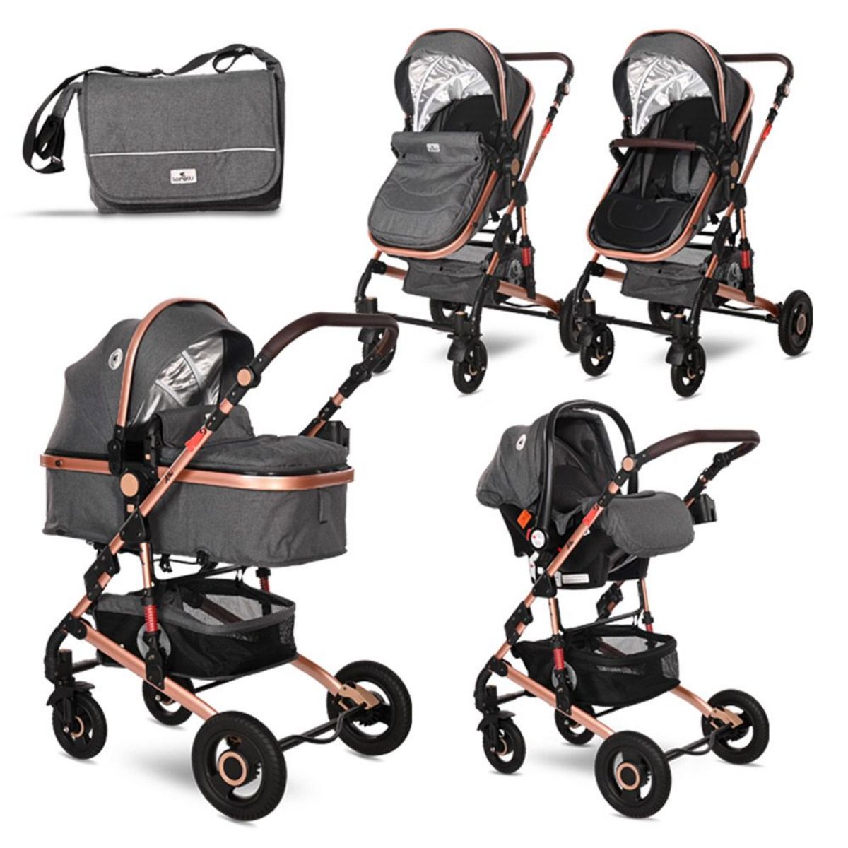 AUCHAN BABY Poussette duo anthracite TS D10 pas cher 