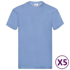 Fruit of the Loom T-shirts originaux 5 pcs Bleu clair L Coton