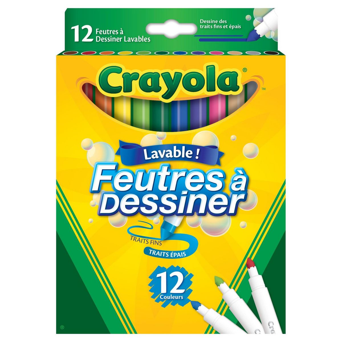 Feutres fins lavables pack de 12