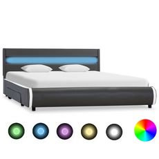 Cadre de lit avec LED Anthracite Similicuir 160x200 cm