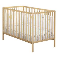 Baby Price Lit Bebe 60x1cm Sommier Reglable En Hauteur Barreaux Vernis Naturel Collection First Pas Cher A Prix Auchan