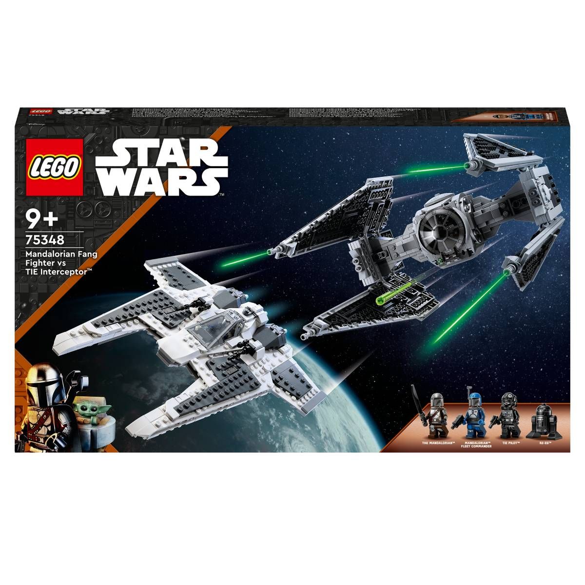 LEGO 75348 Star Wars Le Chasseur Fang Mandalorien Contre le TIE Interceptor, Jouet de Vaisseaux Spatiaux pour Enfants avec 3 Minifigurines, Figurine Droïde et Sabre Noir, Cadeau