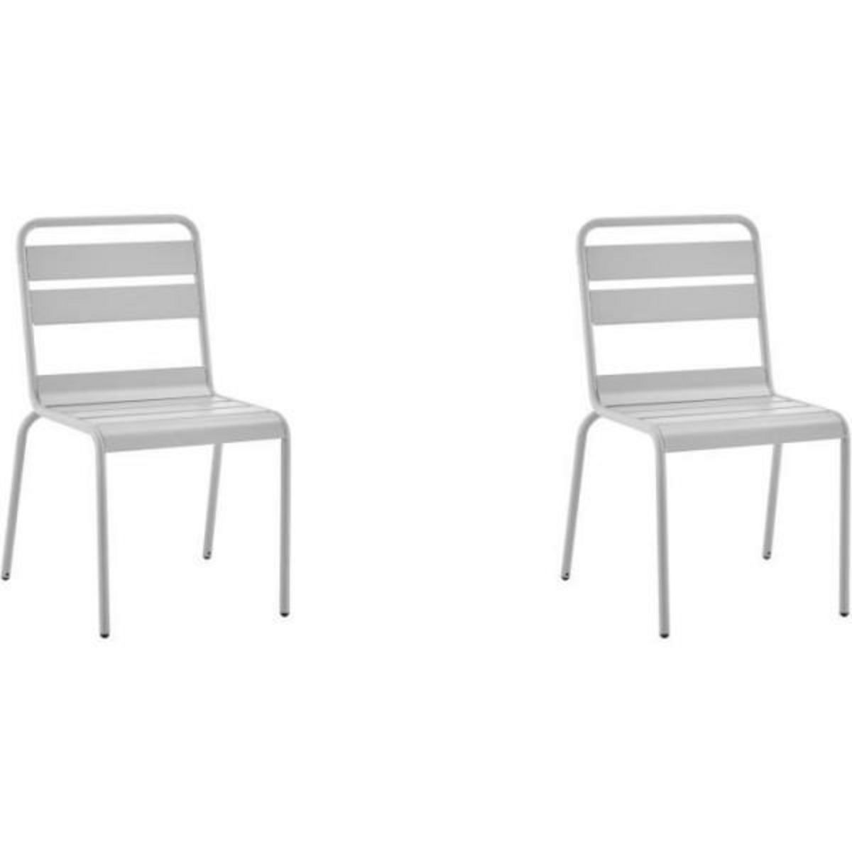 MARKET24 Lot de 2 chaises de jardin - Acier - Gris