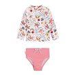 Petit Béguin Maillot de bain fille 2 pièces t-shirt ANTI-UV & culotte Singapour. Coloris disponibles : Rose