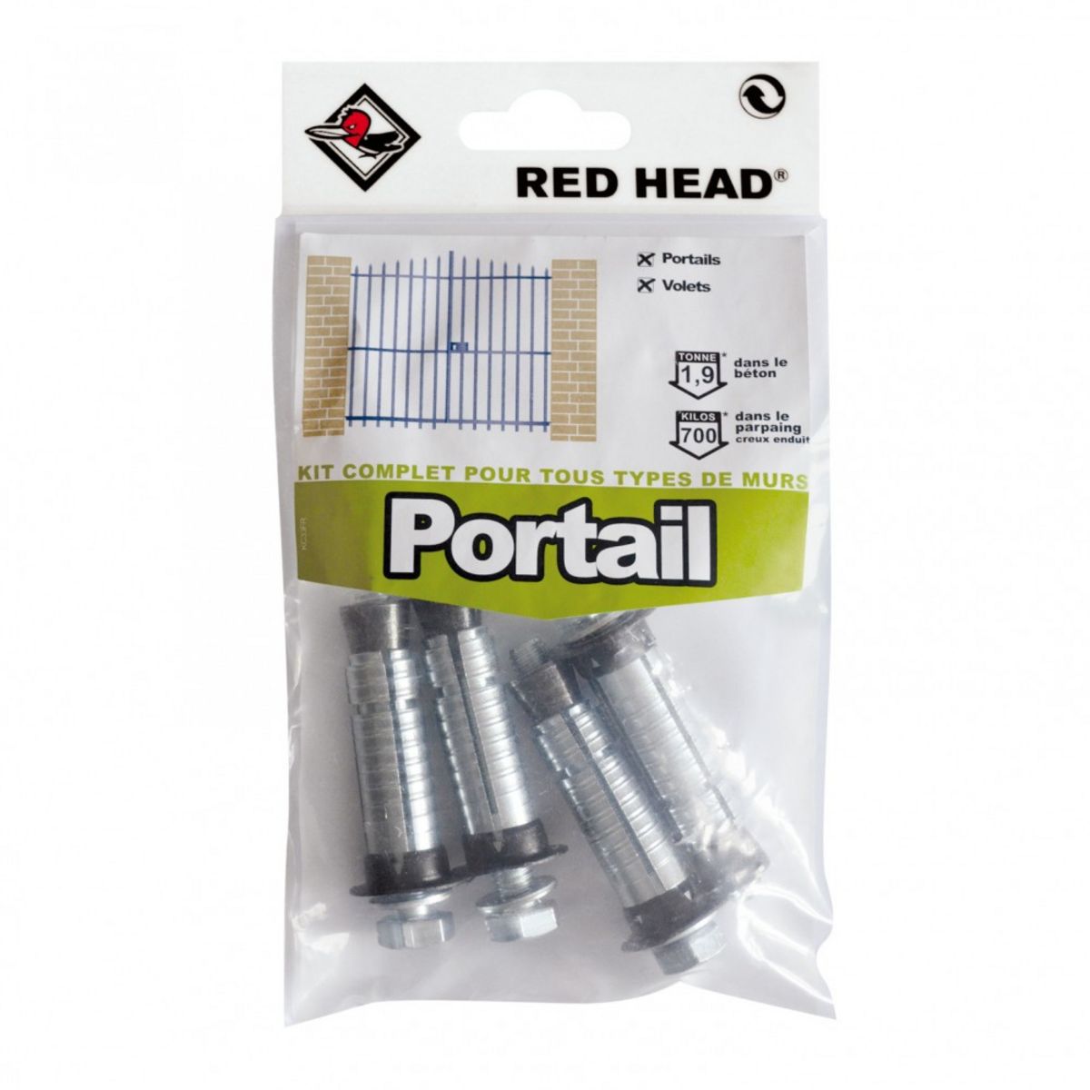 RED HEAD kit chevilles à expansion portail RED HEAD, Diam.14 x L.55 mm