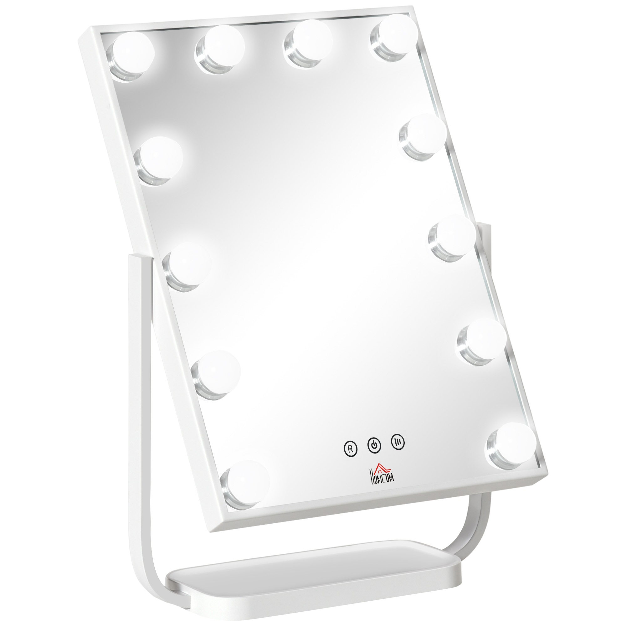 HOMCOM Miroir de Maquillage Lumineux LED 16 W Miroir de Courtoisie  Éclairage Ajustable Contrôle Tactile 3 Températures de Couleur Réglables  Blanc 