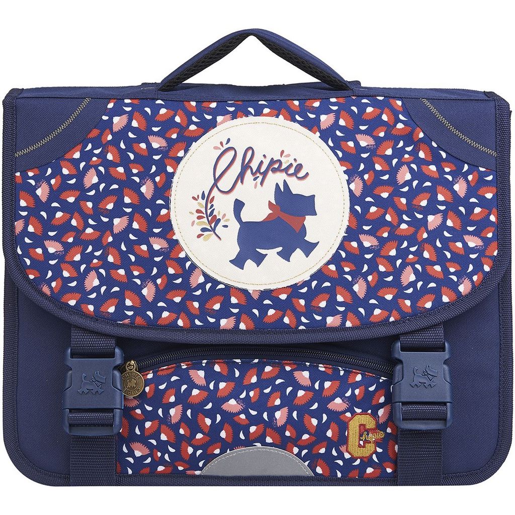 CHIPIE Cartable 38 cm CP CE1 CE2 bleu motifs feuilles pas cher