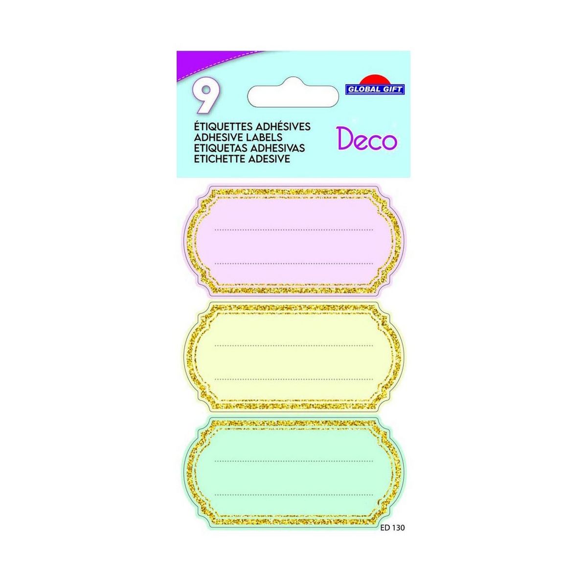 Youdoit 9 étiquettes adhésives scolaires - Vintage - Pastel - Paillettes dorées